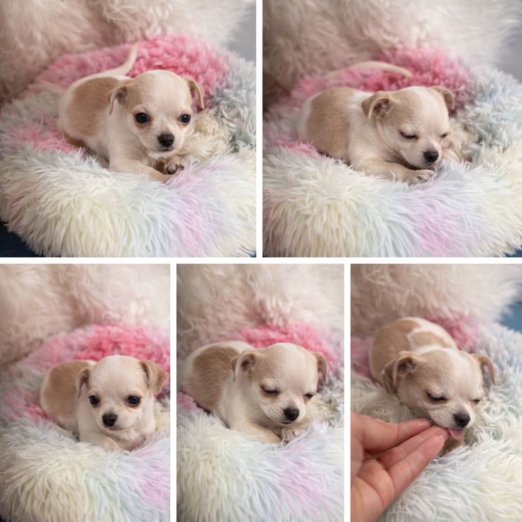 Cachorro Chihuahua blanco - marrón