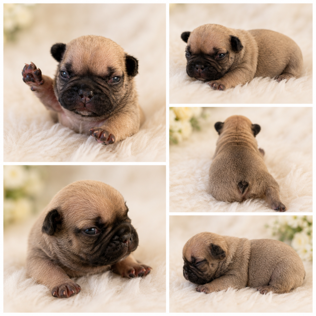 Cachorro de raza Buldog Frances color Fawn tipo