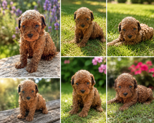 Chiot caniche rouge de type nain
