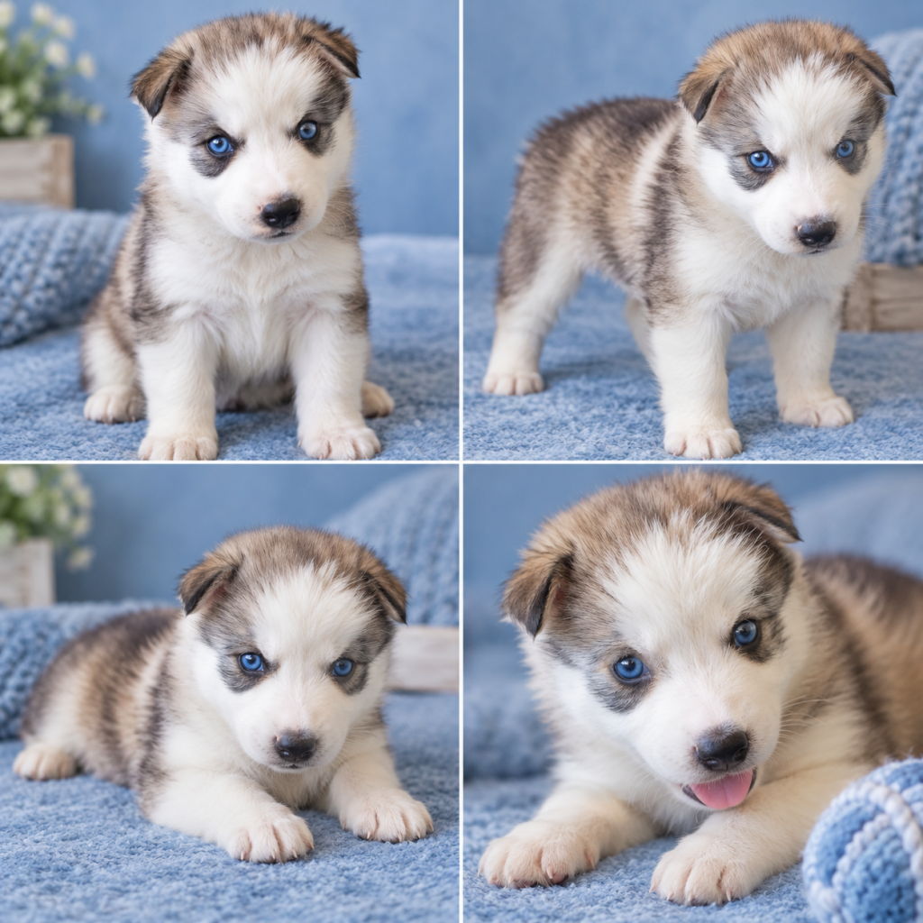 Cachorro de raza Husky Siberiano color Blanco y nego tipo