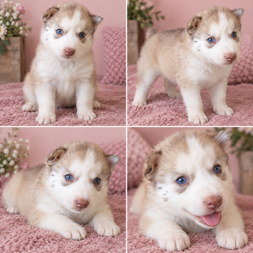 Cachorro de raza Husky Siberiano color Blanco y negro tipo
