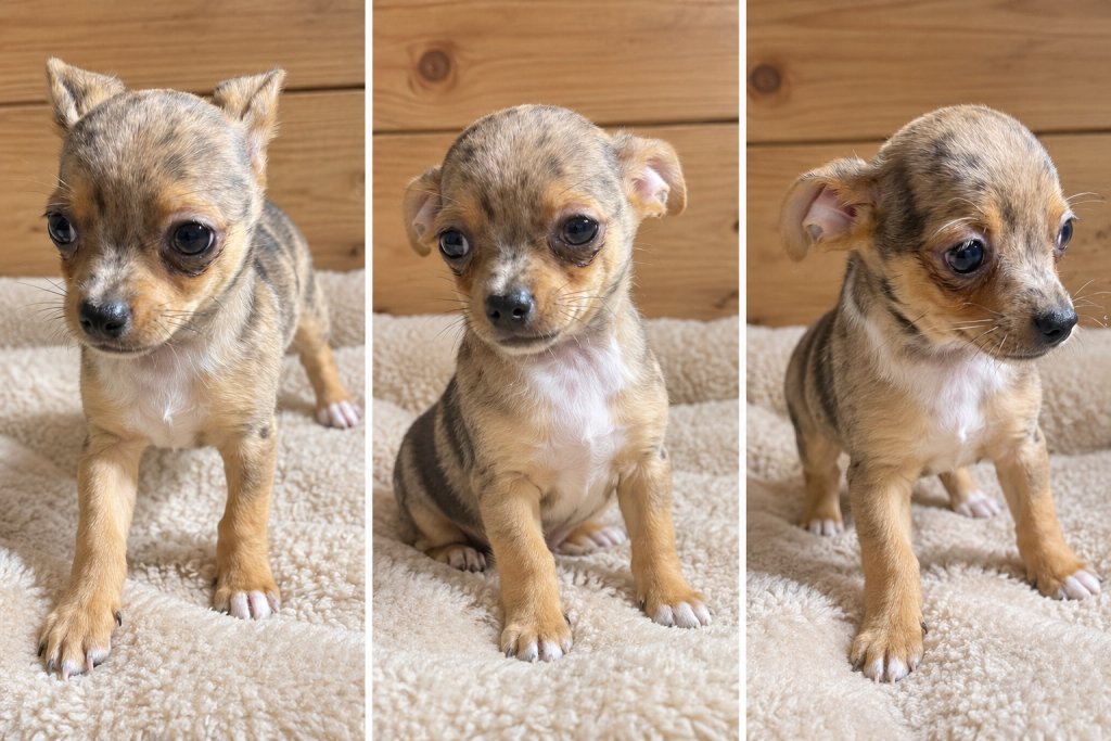 Cachorro de raza Chihuahua color Merlé tipo